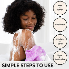 MINISENTIALS African Net Sponge knotted back-scrubber demonstrates rich lather and skin-friendly nylon
