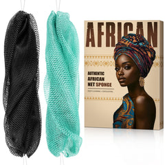 MINISENTIALS African Net Sponge pack front view for easy back scrubbing and exfoliation.