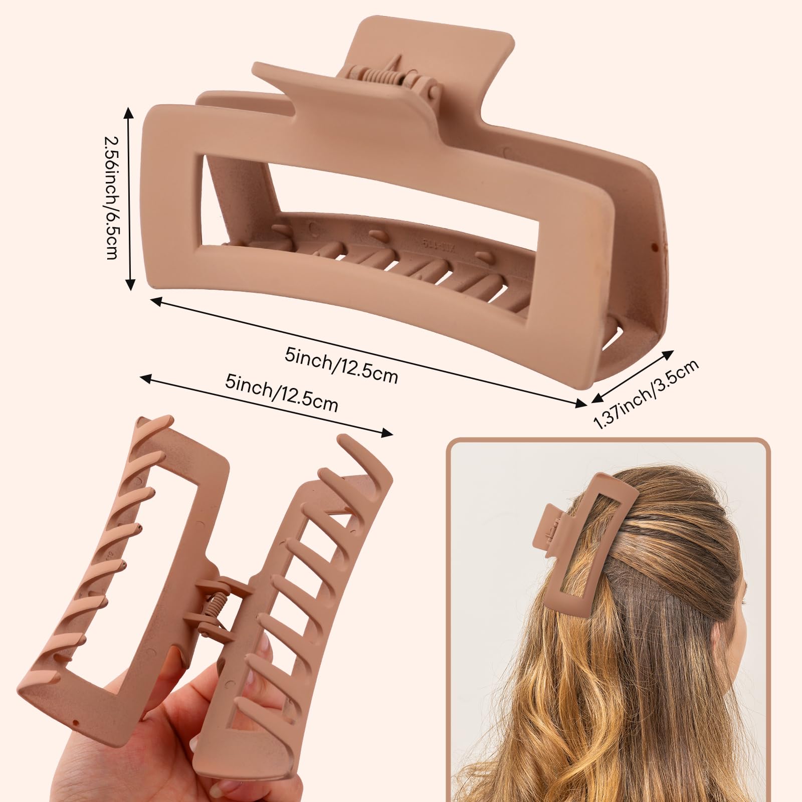 MINMUNJIU extra large clip back view highlighting rust-resistant metal springs