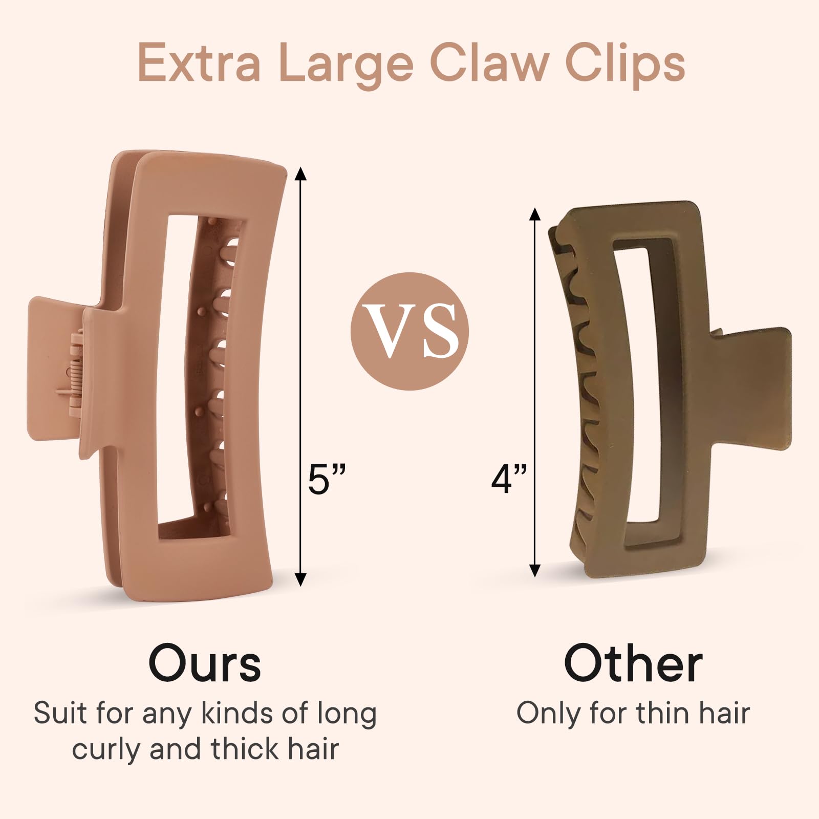 MINMUNJIU extra large clip side view with matte non-slip finish on hair