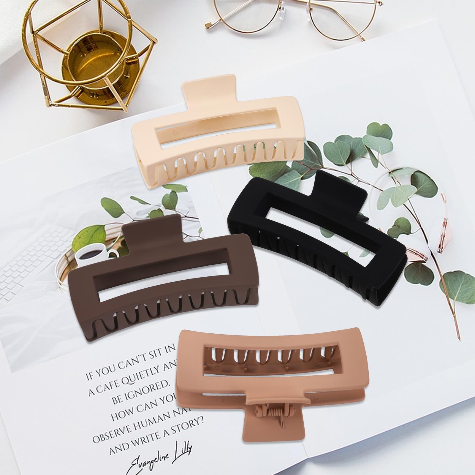 MINMUNJIU extra large clip worn in hair demonstrating secure hold during activities