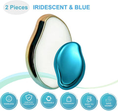 MINOCHI Crystal Hair Eraser in use with circular motion for gentle, painless hair removal.