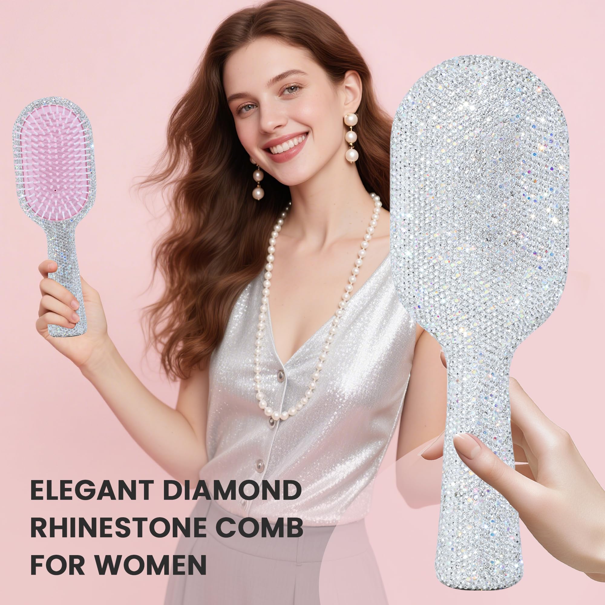 MInovel crystal-detail brush close-up showing cushioned detangling base.