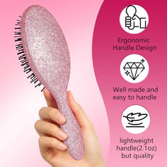 Minovel Glitter Detangling Brush close-up teeth, rounded tips for gentle detangling