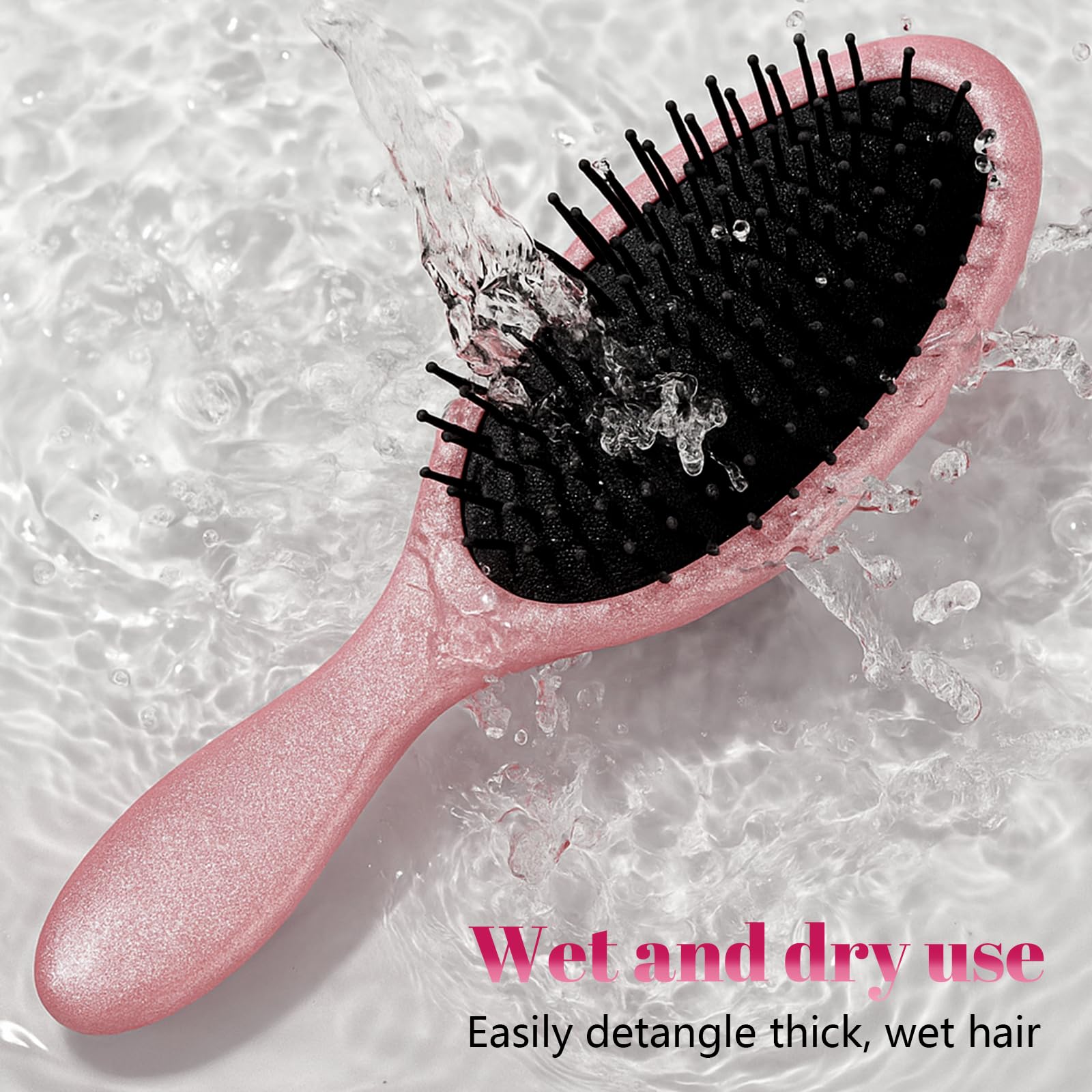Minovel Glitter Detangling Brush on dresser, decorative yet ready for daily use