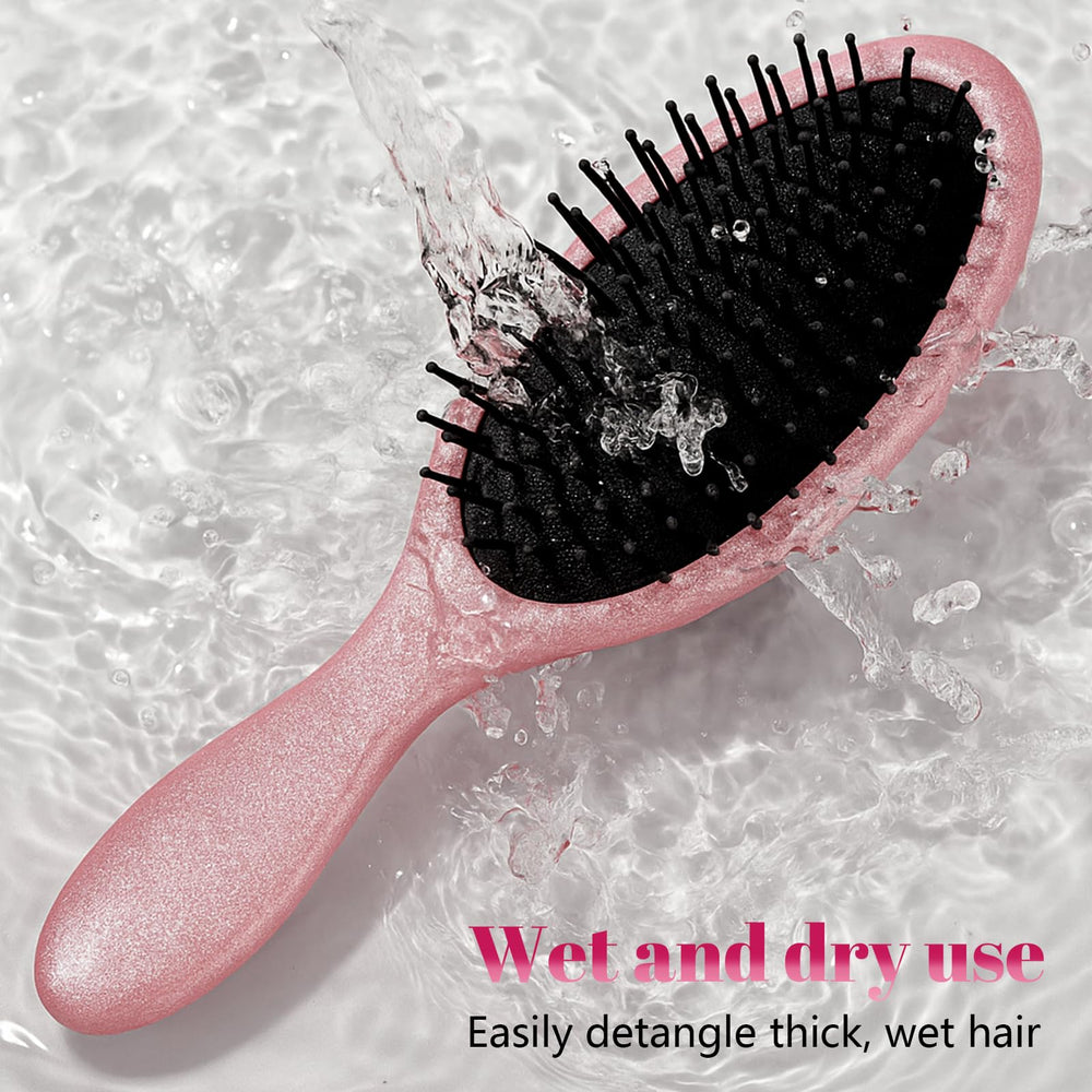 Minovel Glitter Detangling Brush on dresser, decorative yet ready for daily use