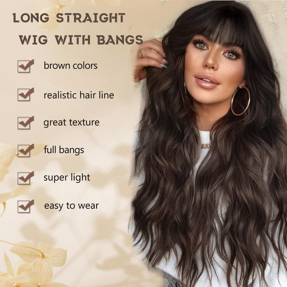 MINSEEYOO brown wig close-up showing soft heat resistant fibers