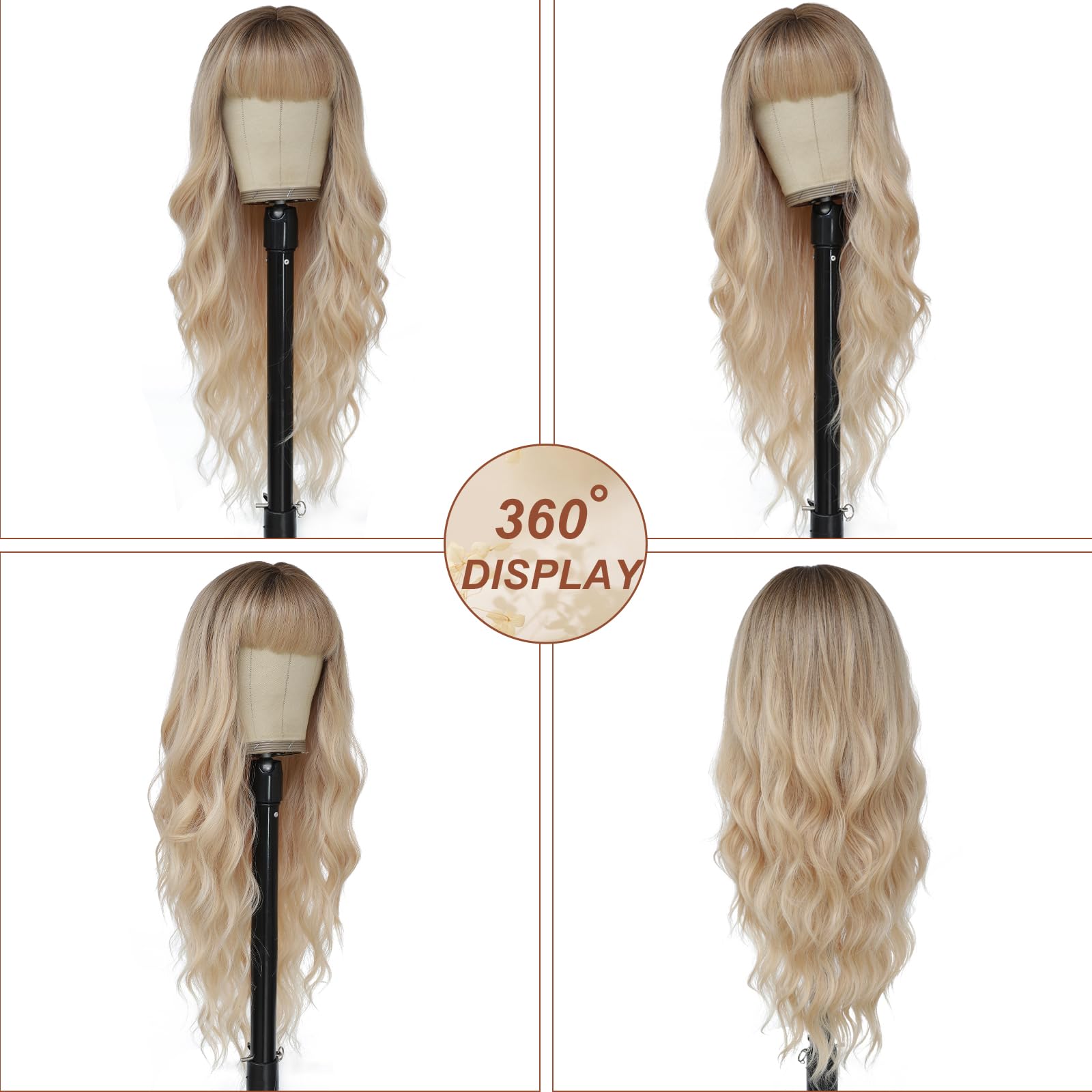 MINSEEYOO blonde wig back view highlighting full length and wave pattern.