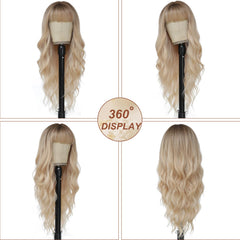 MINSEEYOO blonde wig back view highlighting full length and wave pattern.