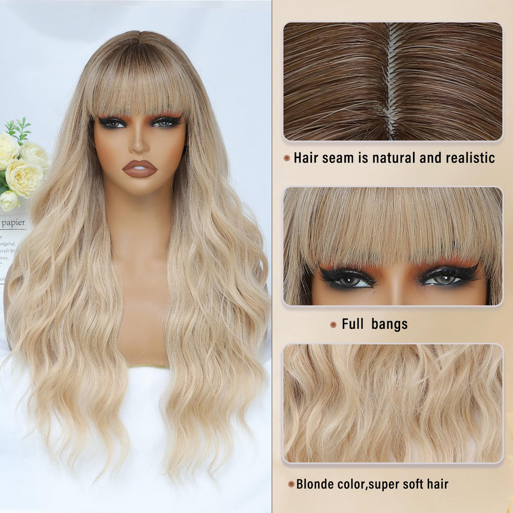 MINSEEYOO blonde wig fiber close-up showing soft heat-resistant texture.