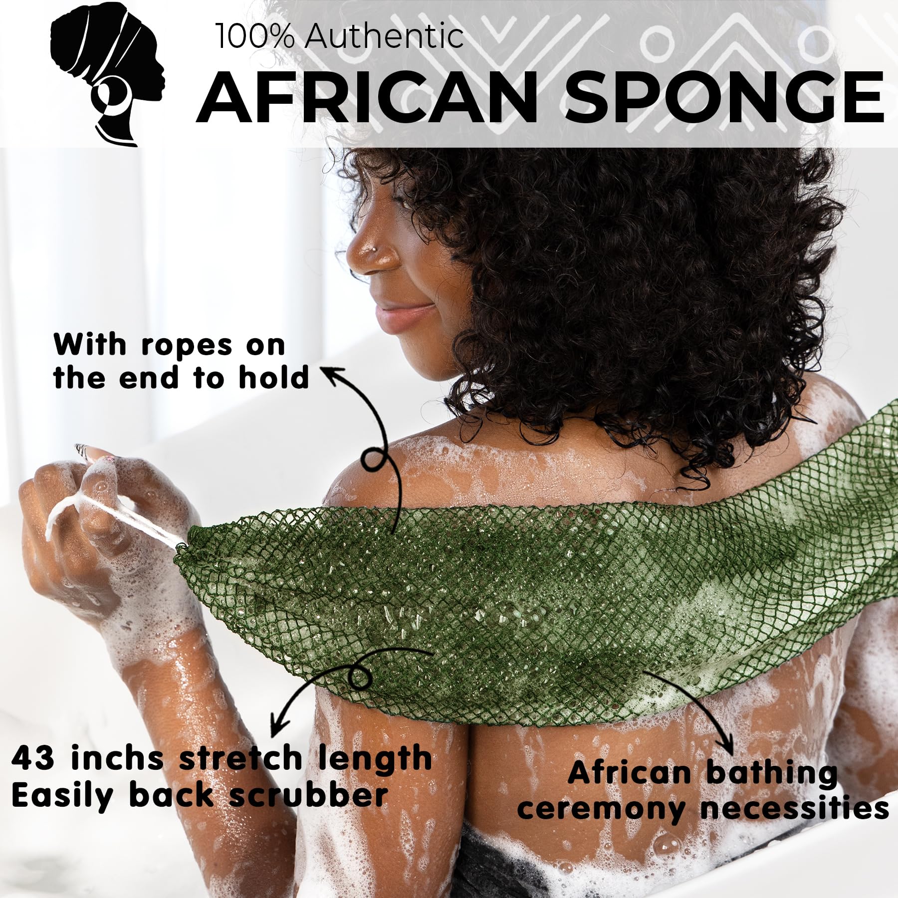 MINISENTIALS African Net Sponge nylon elasticity creates rich lather for spa-like baths