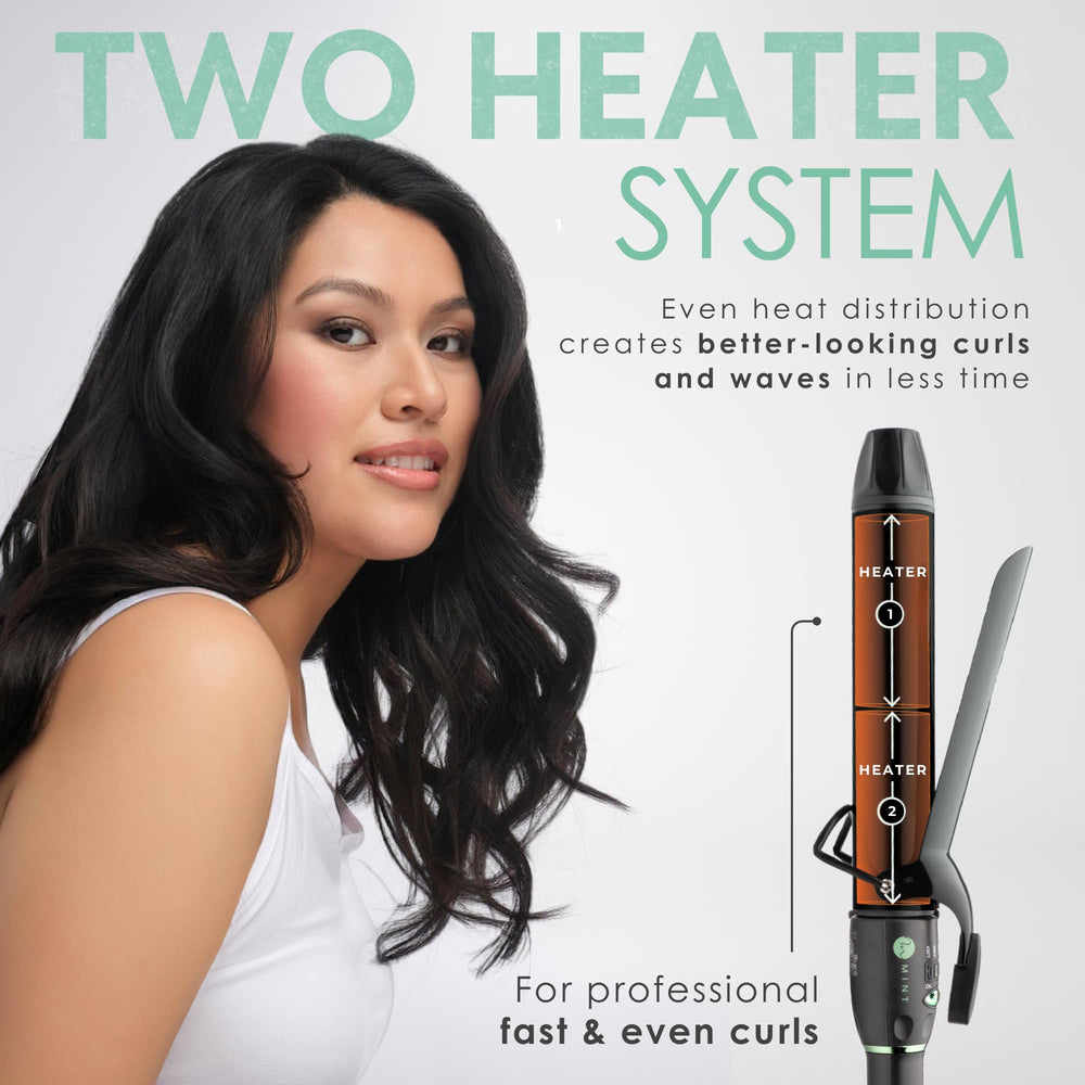 Mint curling iron temperature range lets you customize heat.