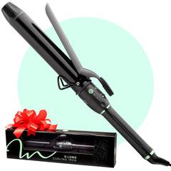 Mint Professional curling iron close-up showing the one-and-a-half-inch barrel for quick styling