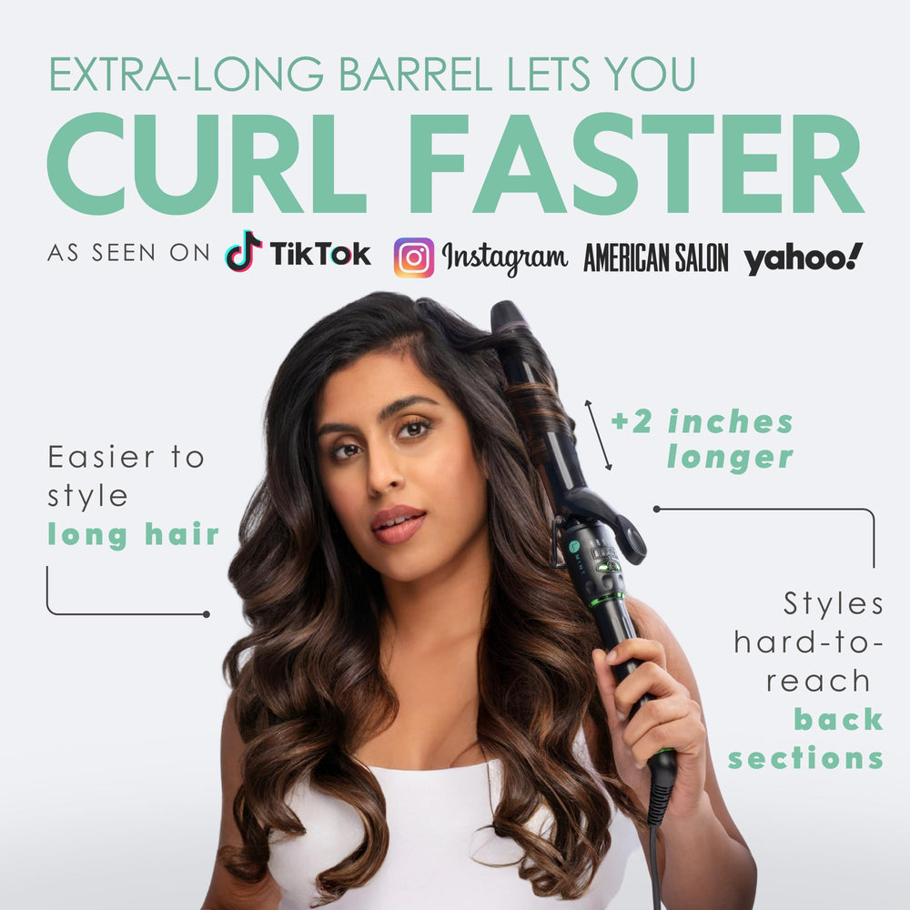 Mint Professional curling iron with two heaters for faster styling.