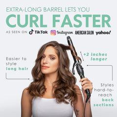 MINT curling iron with two-heater system delivering faster, uniform heat.