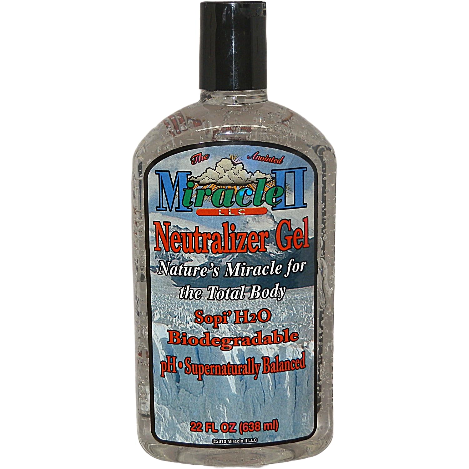 Miracle II Neutralizer Gel bottle 22oz on countertop for total-body cleansing and skin revitalization