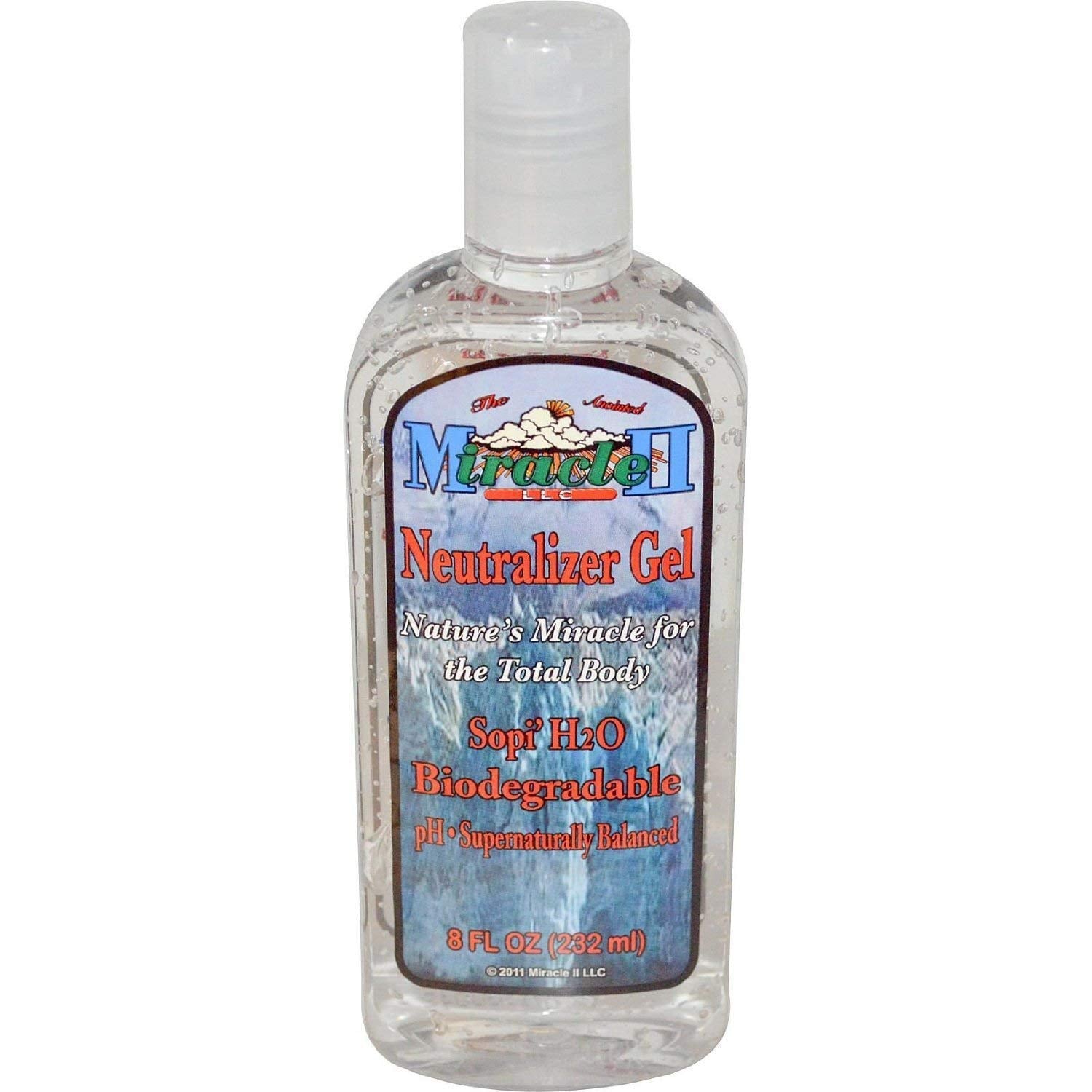 Miracle II Neutralizer Gel total-body 8oz bottle supports gentle cleansing and skin revitalization.