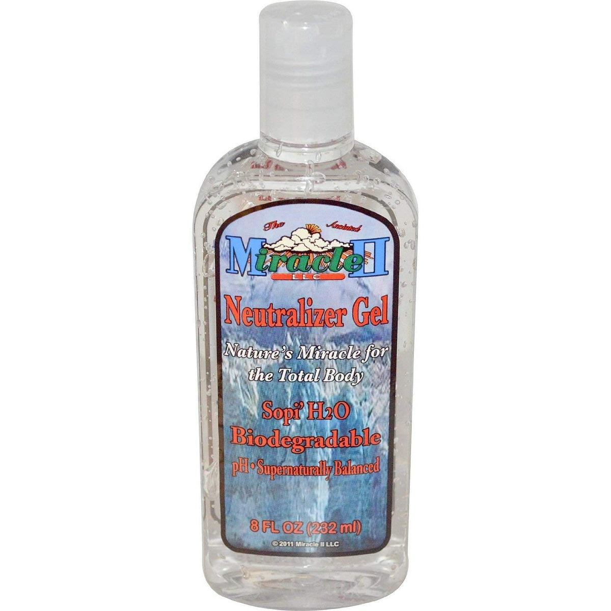Miracle II Neutralizer Gel total-body 8oz bottle supports gentle cleansing and skin revitalization.