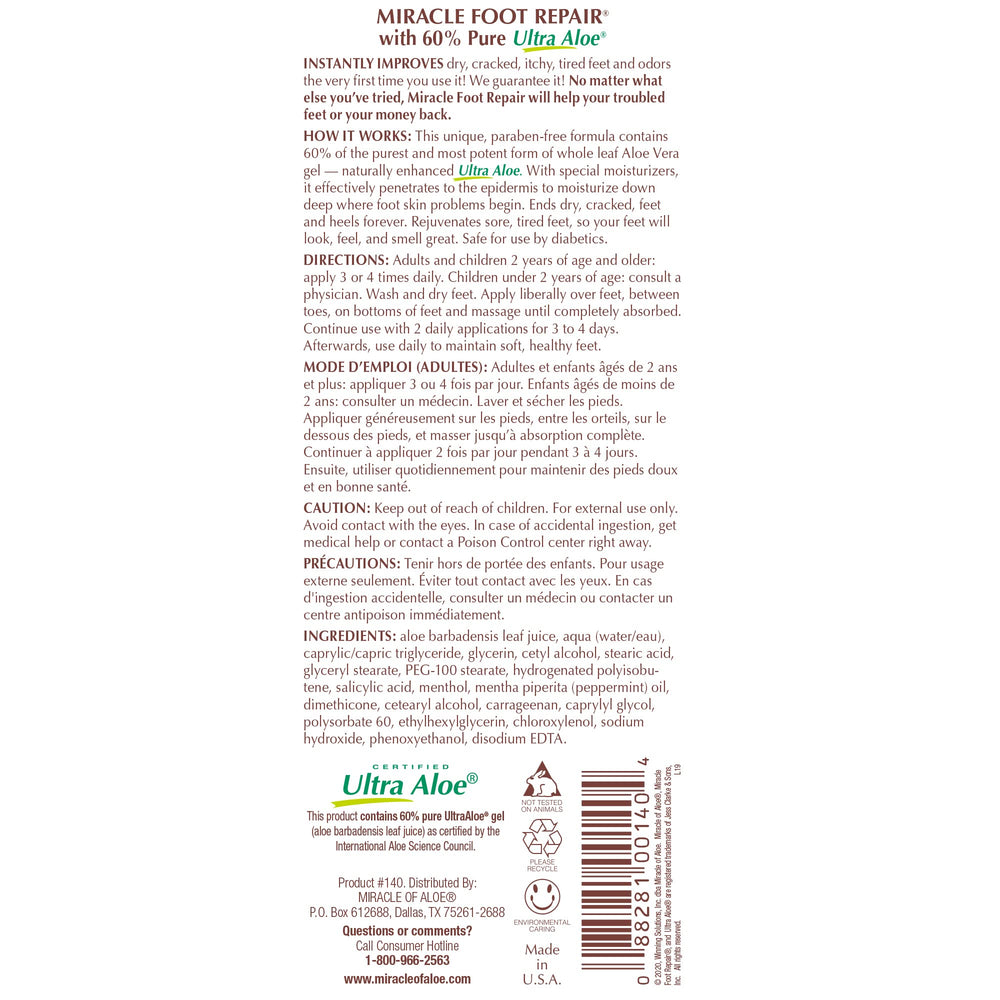 Miracle of Aloe combo pack front view signals complete feet and hands care