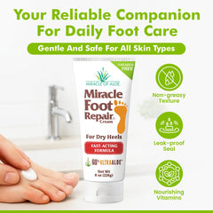 Miracle of Aloe foot cream tube 1oz for on-the-go hydration.