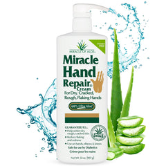 Miracle of Aloe hand repair cream label close-up highlighting 60% Aloe content for deep care
