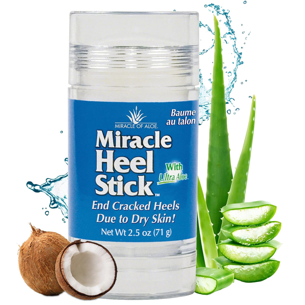  Miracle of Aloe heel-stick-application-closeup showing targeted repair and soothing relief.