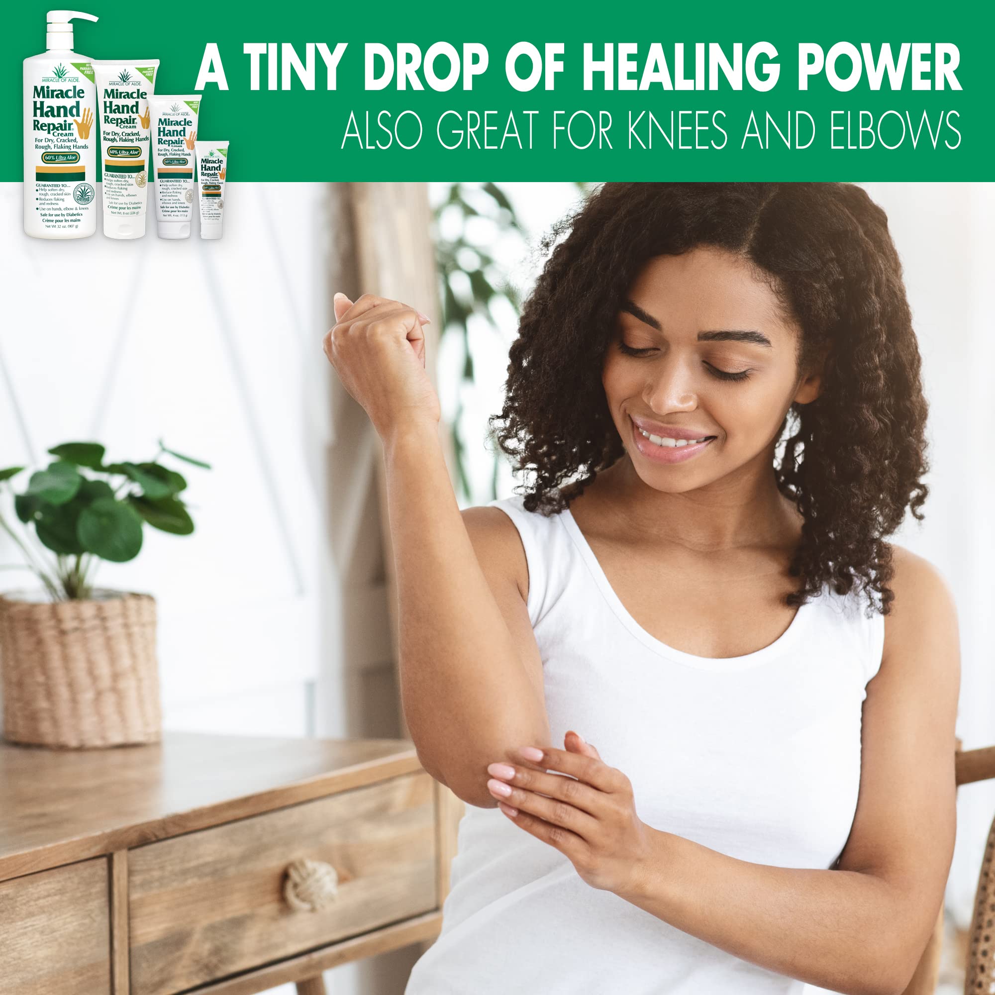 Miracle of Aloe cream eases dry knees and elbows for smoother skin.