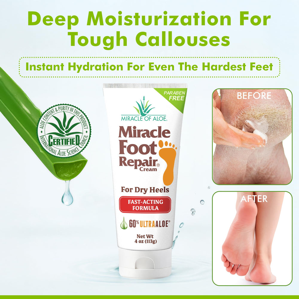 Miracle of Aloe Foot Repair Cream 2-pack front view emphasizes value and ongoing care.