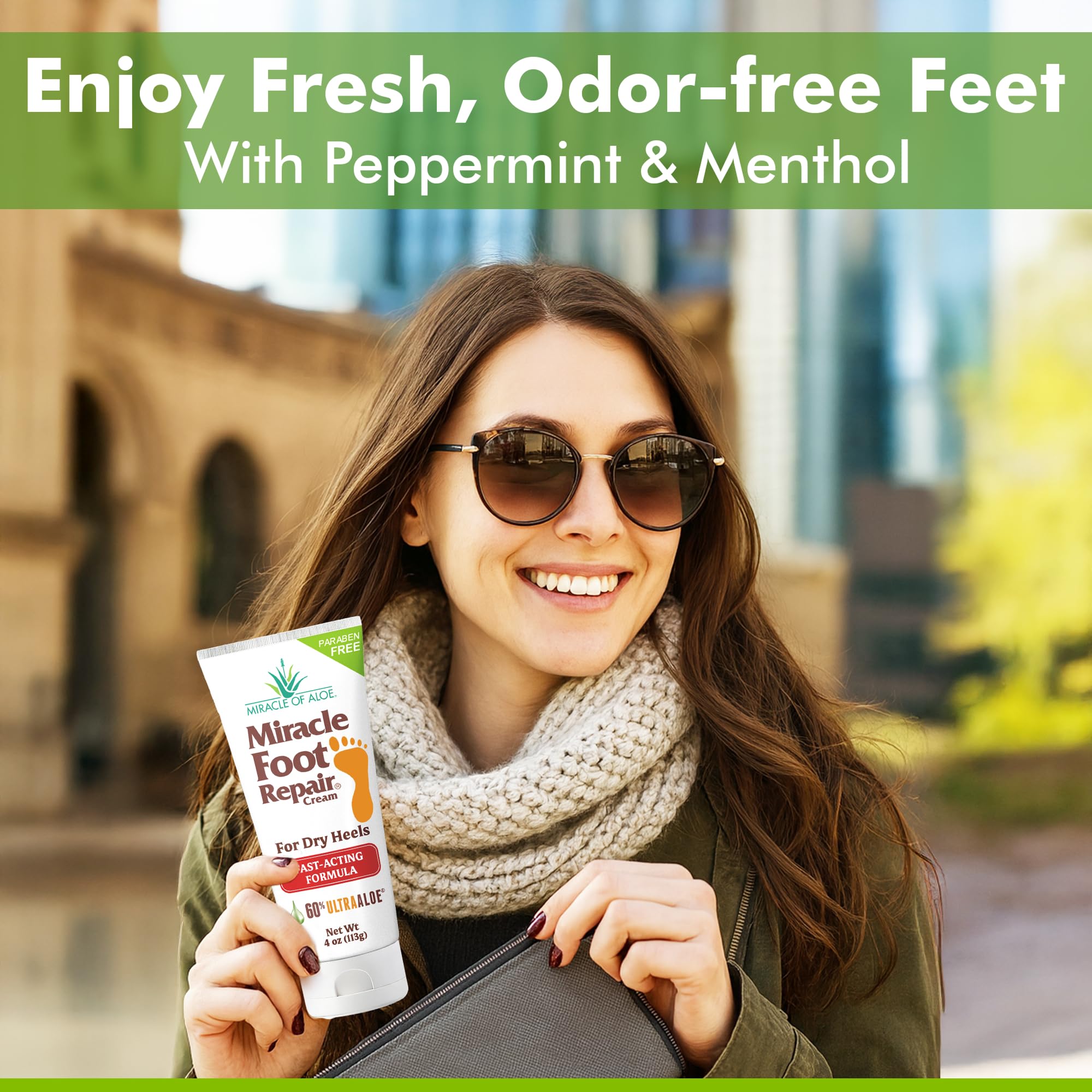 Miracle of Aloe Foot Repair Cream 4oz heel-dry-spot closeup shows crack-reducing potential.