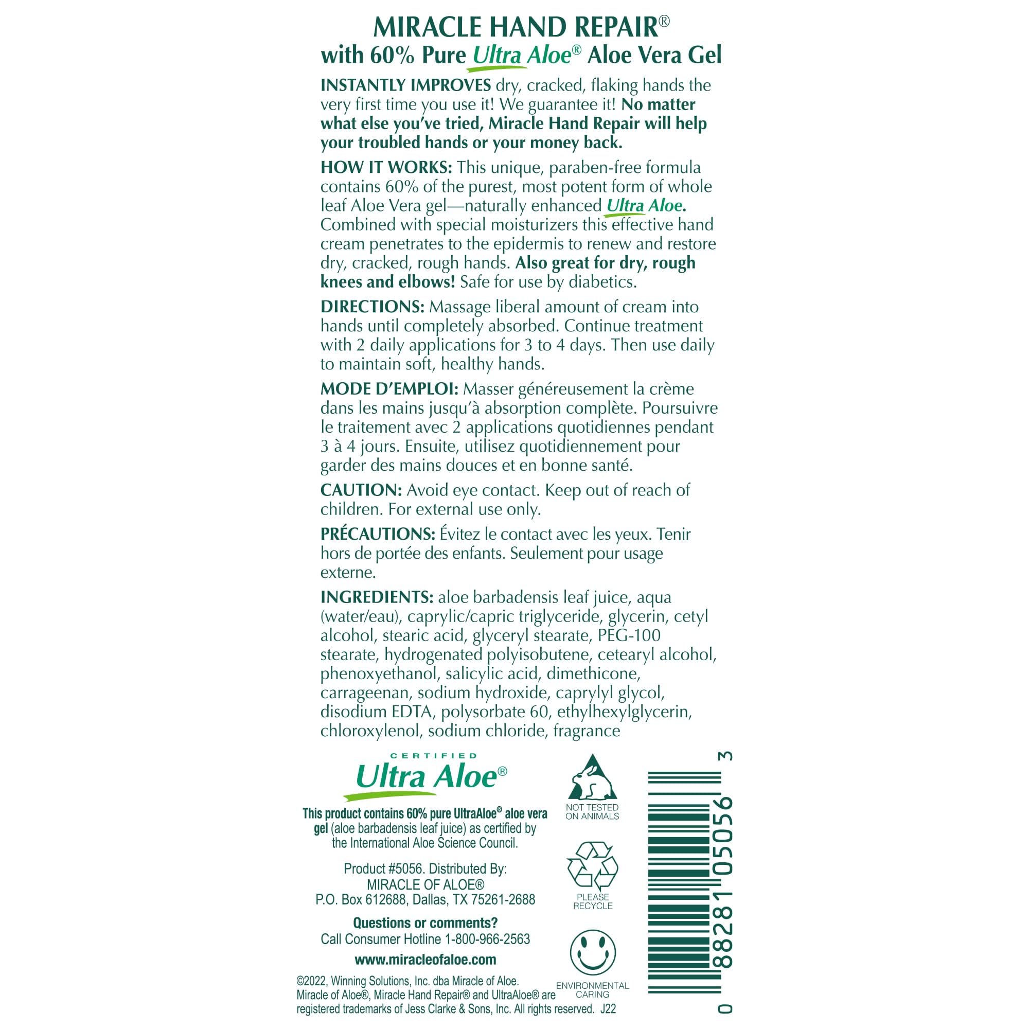 Miracle of Aloe non-greasy absorption closeup showing residue-free finish