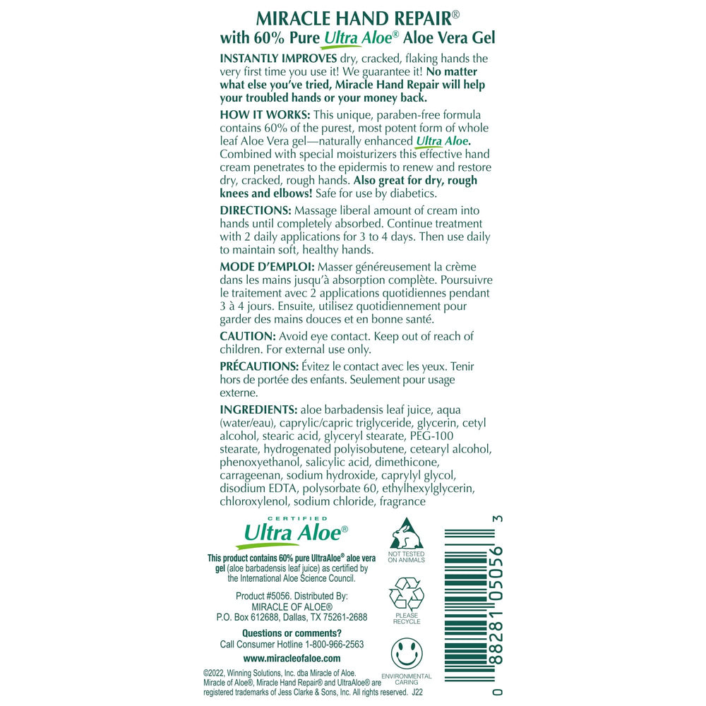 Miracle of Aloe non-greasy absorption closeup showing residue-free finish