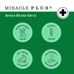 Miracle Plus Arnica Gel dispensing cap shown for easy application.