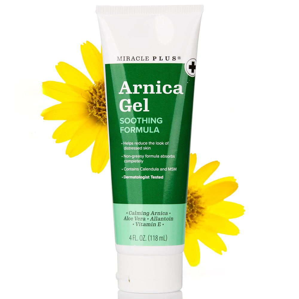 Miracle Plus Arnica Gel two-pack display on a shelf.