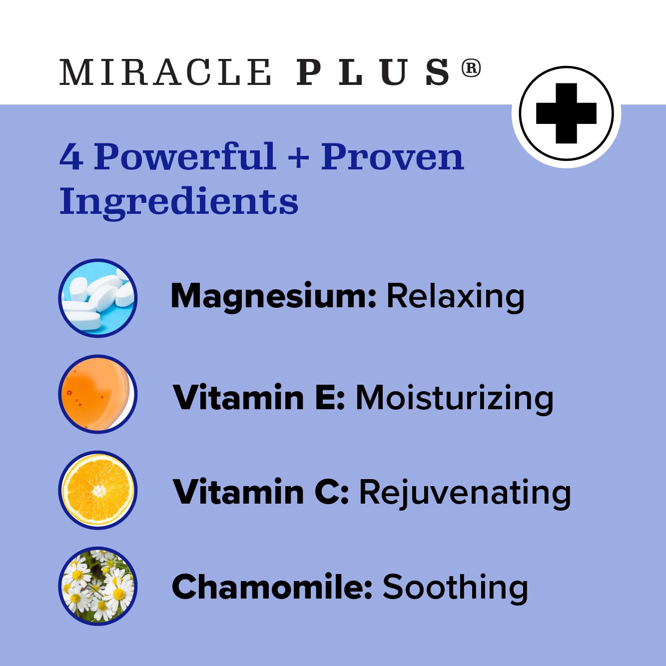 Miracle Plus leg-relief cream dispensing shows easy, soothing application.