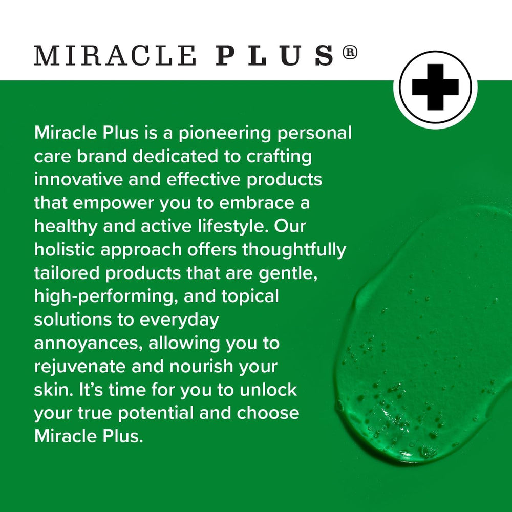 Miracle Plus natural ingredient blend on label signals skin-friendly care