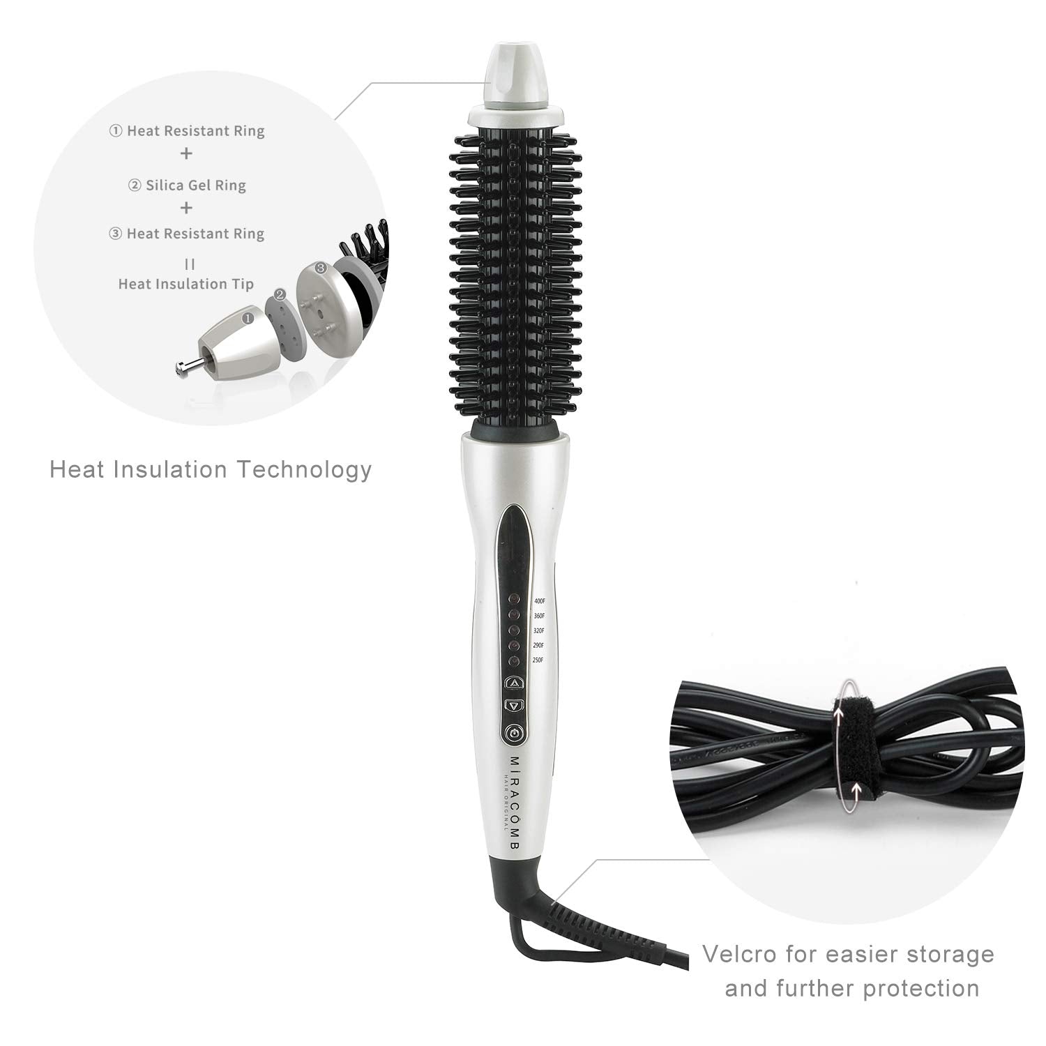 Miracomb 1-inch barrel ideal for curls, waves, and sleek straight looks.