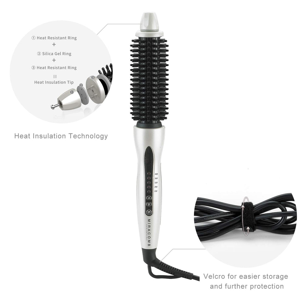Miracomb 1-inch barrel ideal for curls, waves, and sleek straight looks.