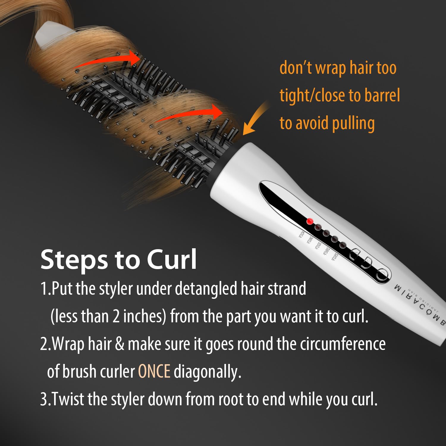 Miracomb multi-styler with 5 heat settings supports diverse hair types.