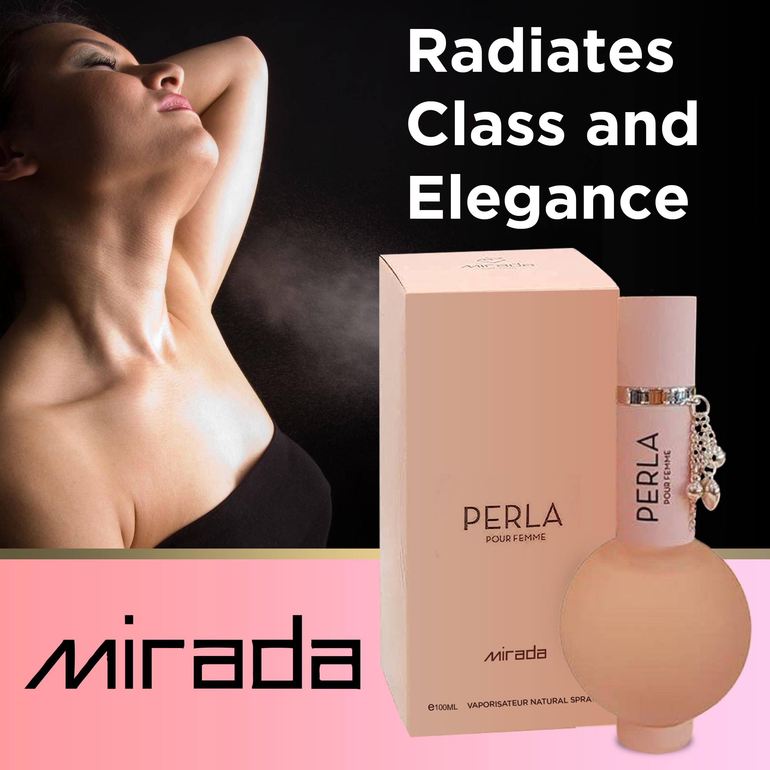 MIRADA Perla bottle ambient light captures shimmering green accords.
