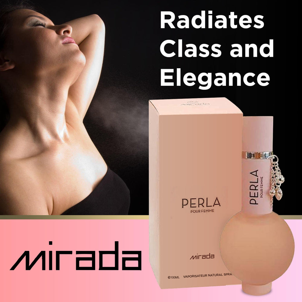 MIRADA Perla bottle ambient light captures shimmering green accords.
