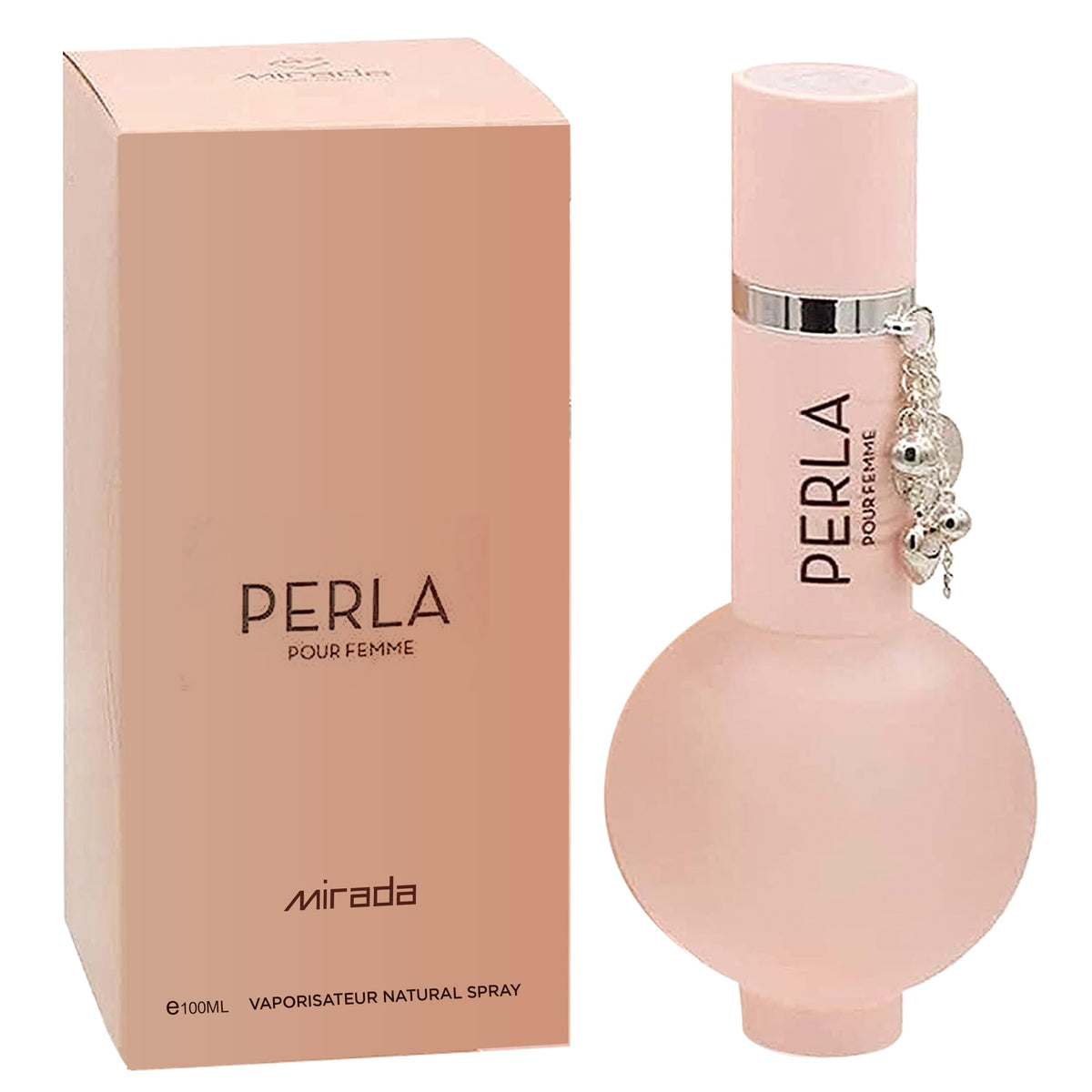 MIRADA Perla bottle front evokes an elegant evening fragrance.