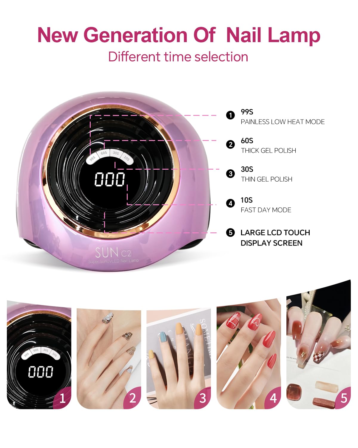 MIRAGE LAYON digital LCD display shows precise timer settings.