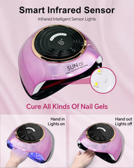 MIRAGE LAYON lamp with infrared sensor automatically activates for hands-in curing.