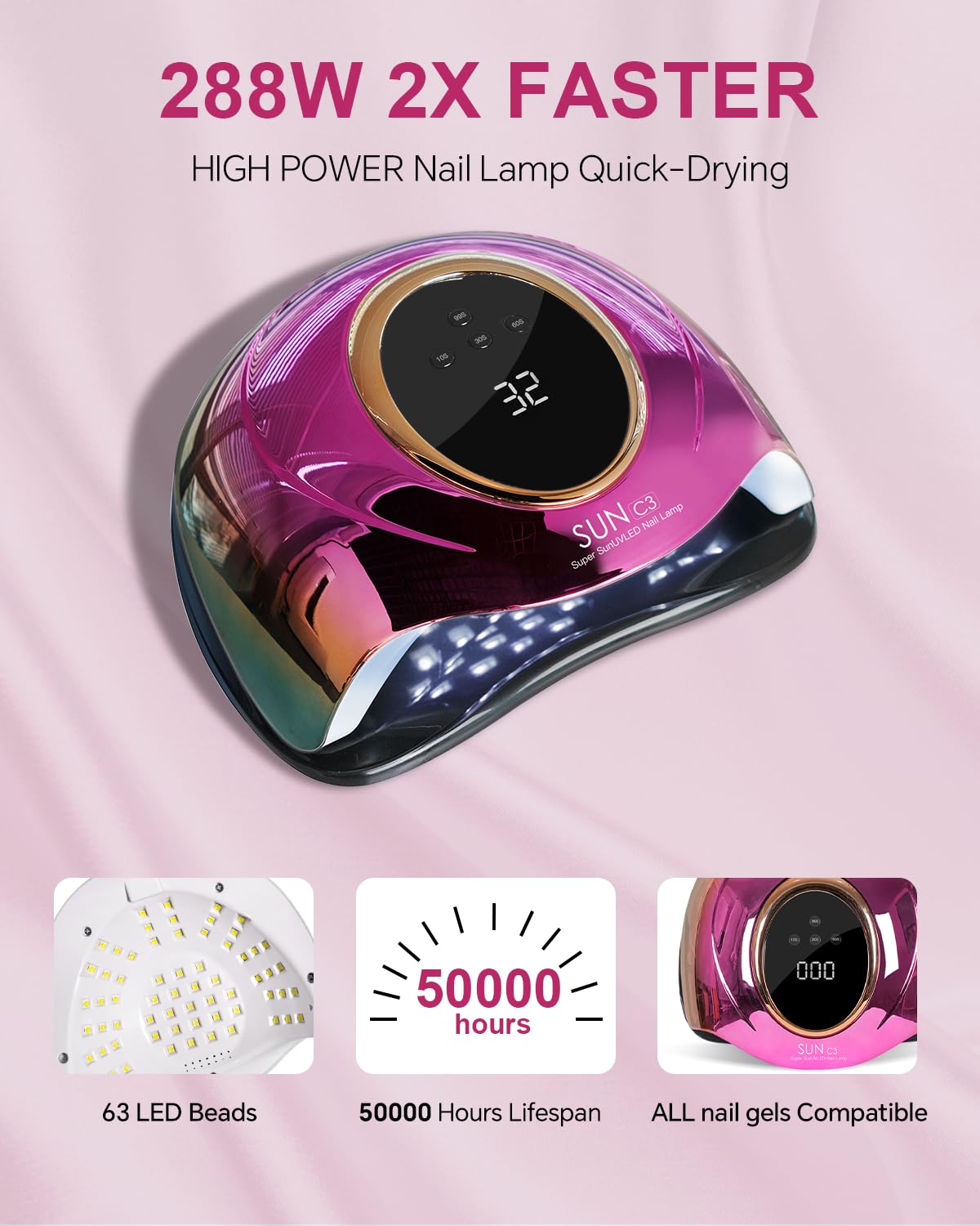 Mirage LAYON display panel shows precise timer settings.