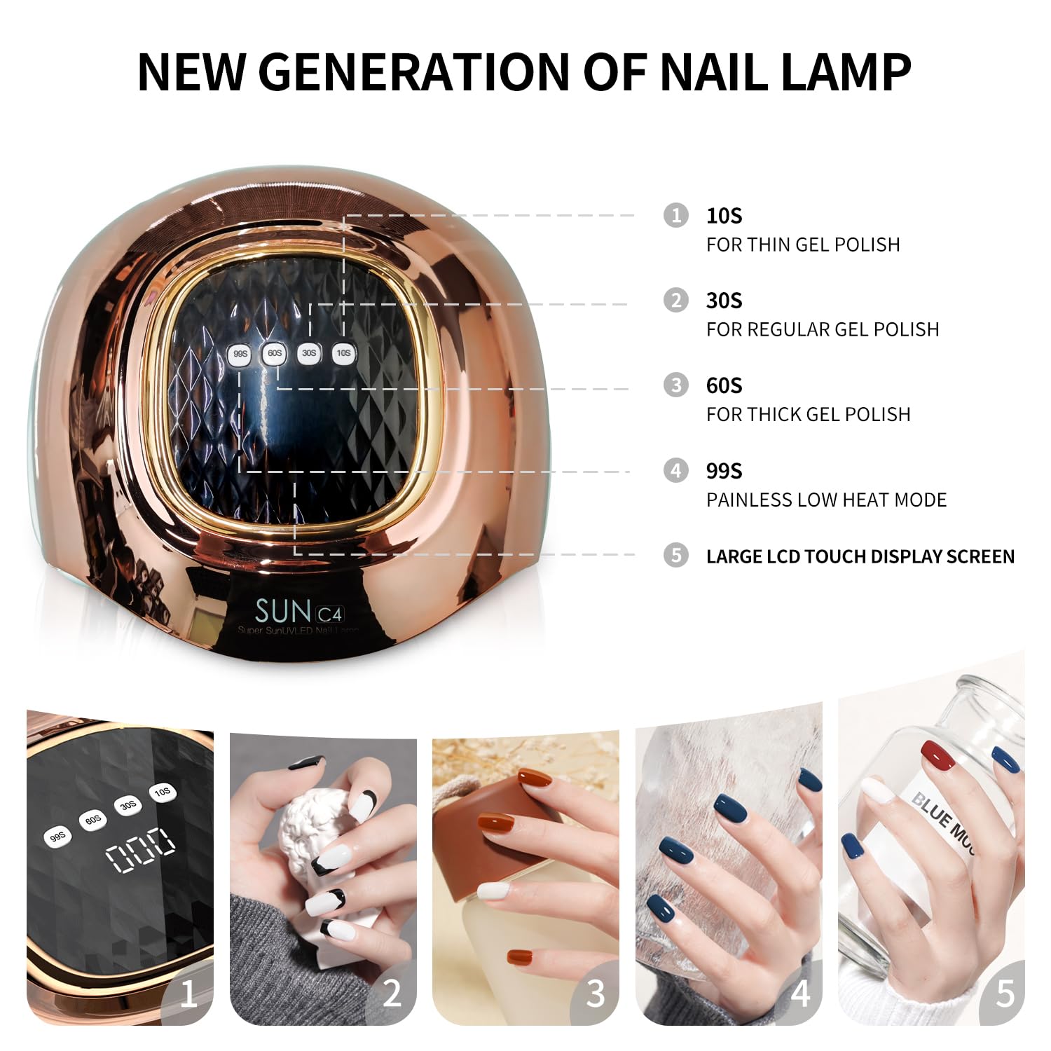 MIRAGE LAYON UV nail dryer delivers 288W power for rapid gel curing.