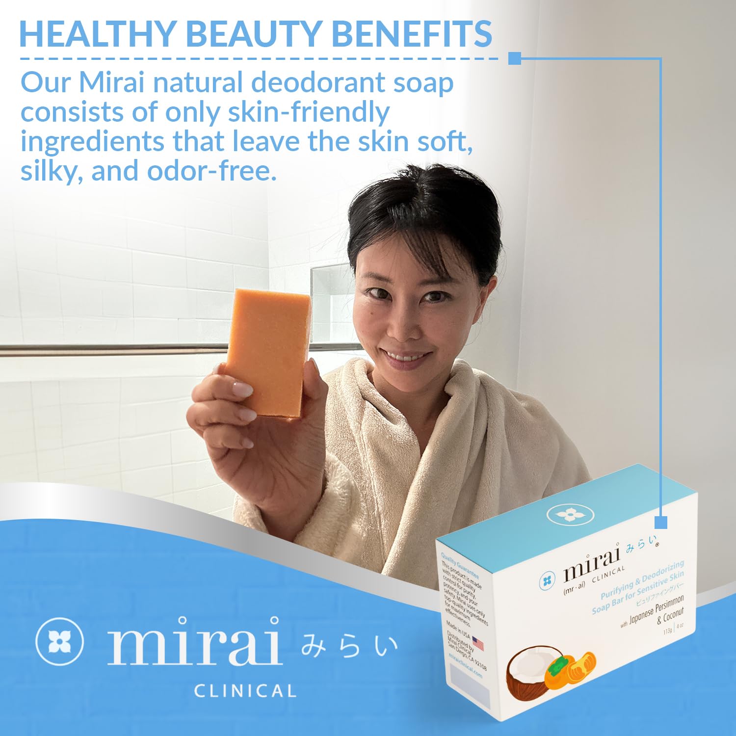 Mirai Persimmon Soap Bar ultra-creamy-lather provides gentle cleansing