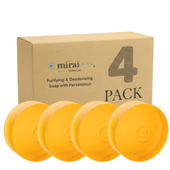 Mirai Persimmon Soap Bar pack in box shows a 4-pack for daily odor protection.
