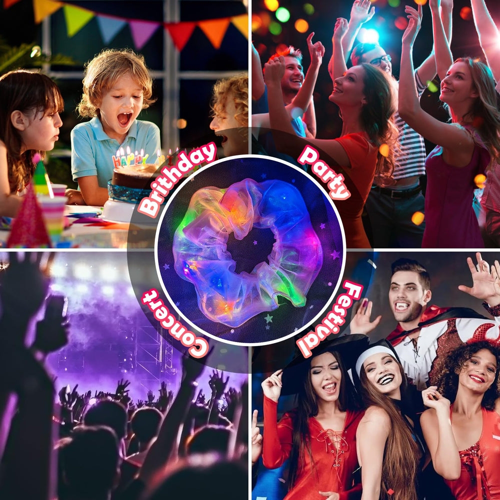 MiraWish light up scrunchies night party scene showcases group glow memories