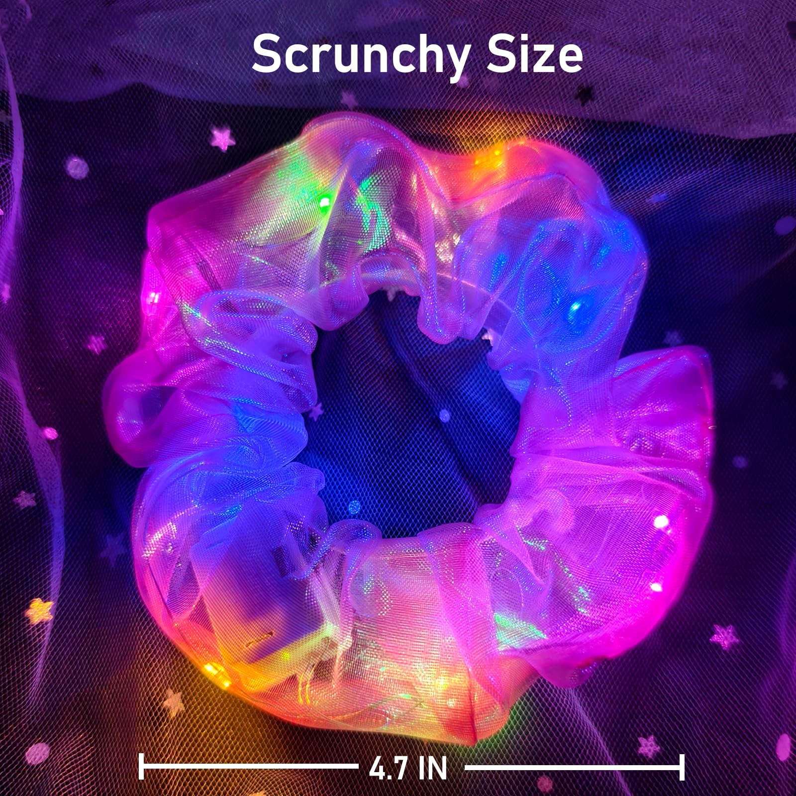 MiraWish light up scrunchies on hair deliver snag-free styling with soft fabric
