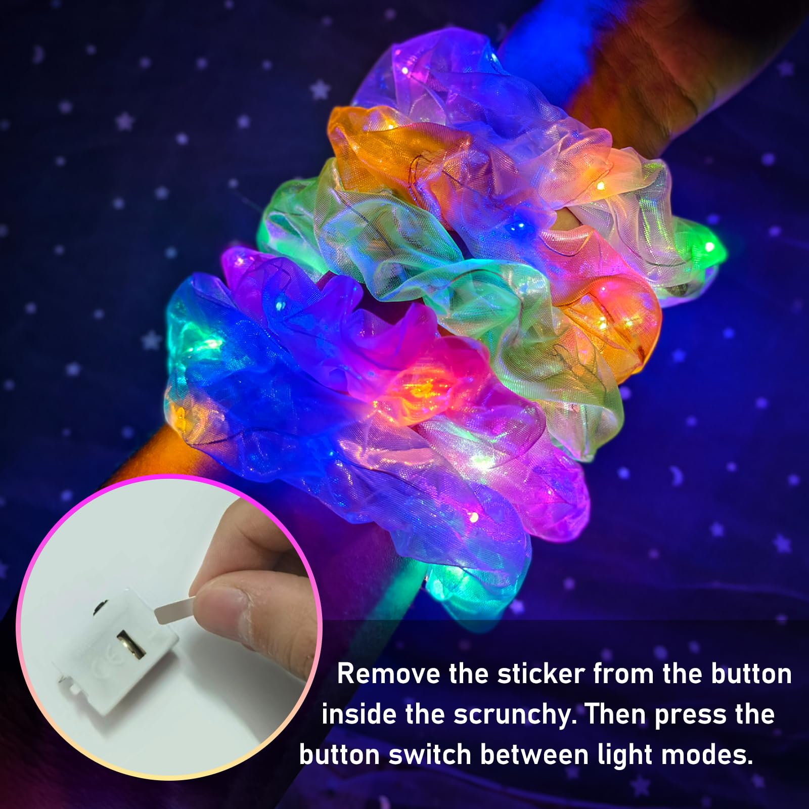 MiraWish light up scrunchies worn on wrist provide subtle glow and fun
